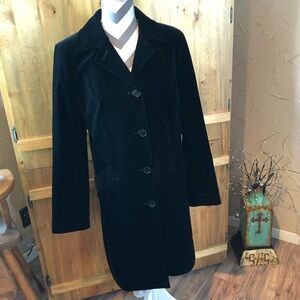 🖤 Gallery Luxurious Black Velvet Coat Long Jacket